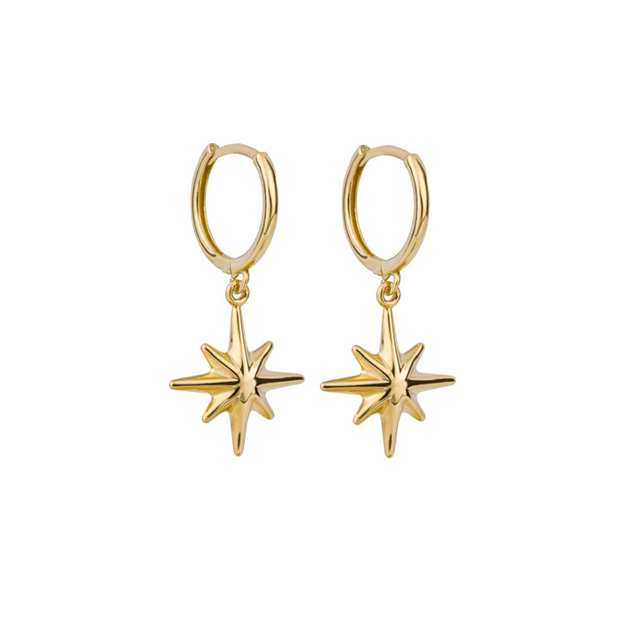 Gold Star Drop Earrings