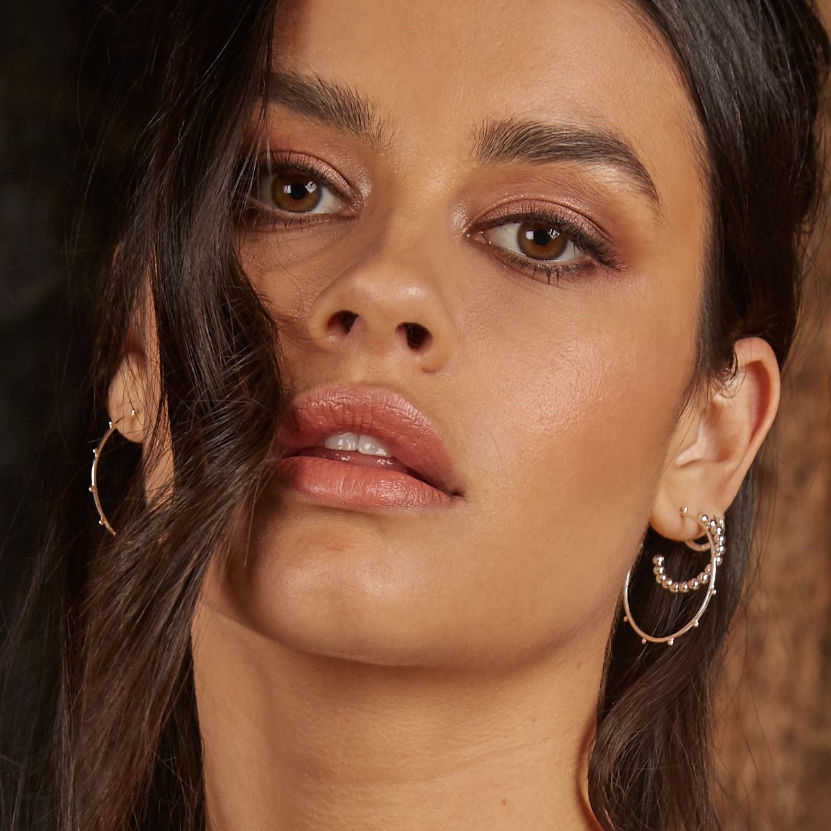 miggy-mac-silver-studded-hoop-earrings-model
