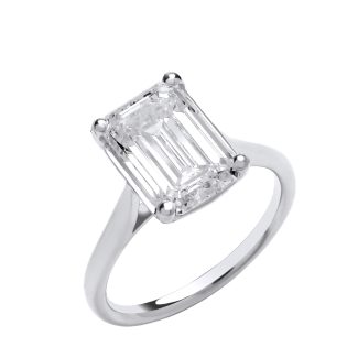 4 Carat Lab Grown Emerald Cut Diamond Ring