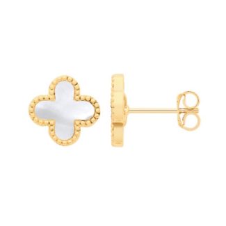 Mother Of Pearl Clover Earrings