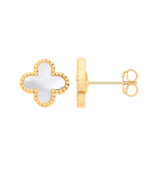 Mother Of Pearl Clover Earrings