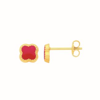 Red Four Leaf Clover Earrings UK