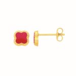 Red Four Leaf Clover Earrings