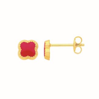 Red Four Leaf Clover Earrings