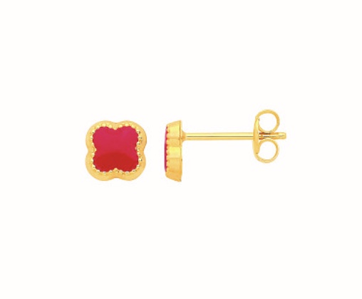 Red Four Leaf Clover Earrings