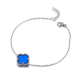 Blue Agate Clover Bracelet UK