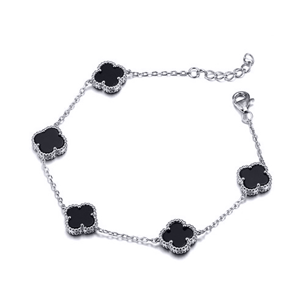 Black Four Leaf Clover Bracelet