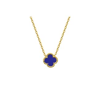 Blue And Gold Clover Necklace