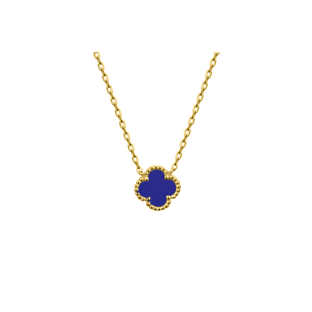 blue and gold clover necklace Blue And Gold Clover Necklace
