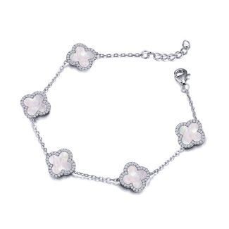 Mother Of Pearl Four Leaf Clover Bracelet