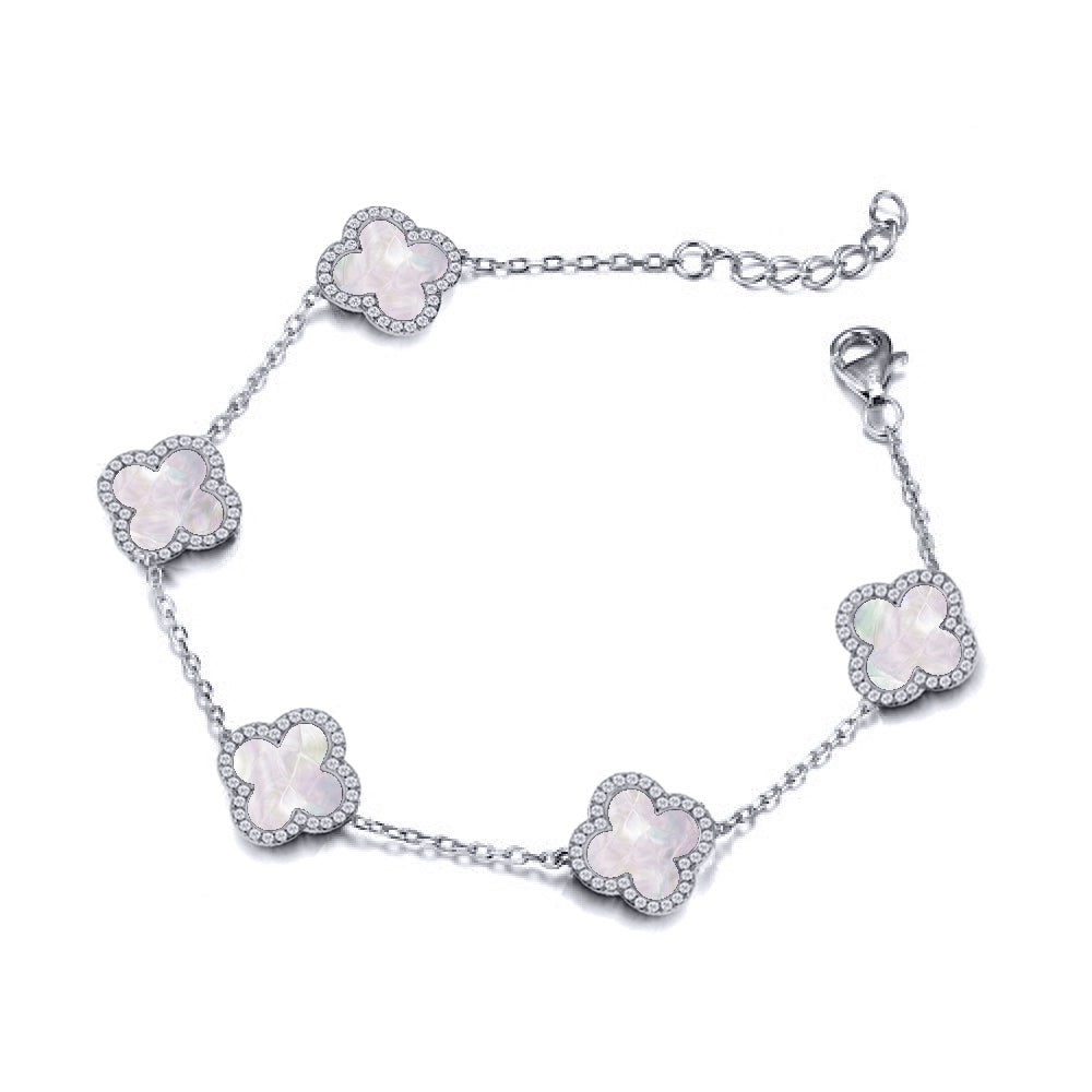 Mother Of Pearl Four Leaf Clover Bracelet