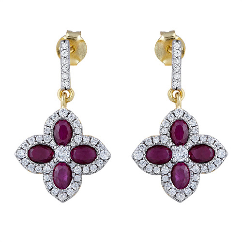Red Clover Dangle Earrings